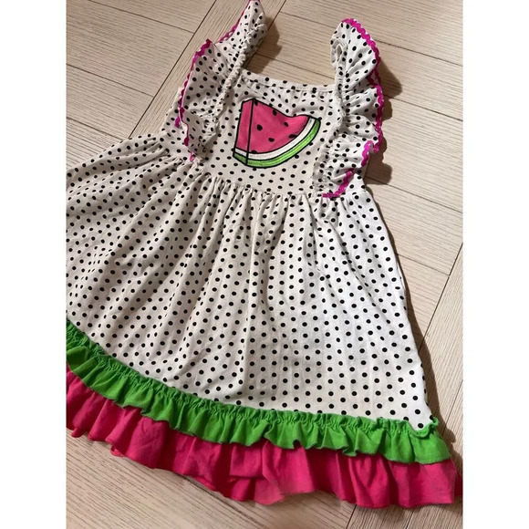 Marie Nicole Clothing girls polka dot watermelon flutter‎ sleeve dress. Size XXL - Picture 2 of 8